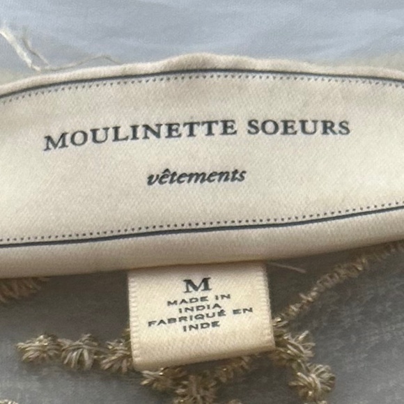 ANTHROPOLOGIE MOULINETTE SOEURS SHEER BLOUSE WITH BEADED COLLAR SIZE MED NWT - Picture 15 of 16